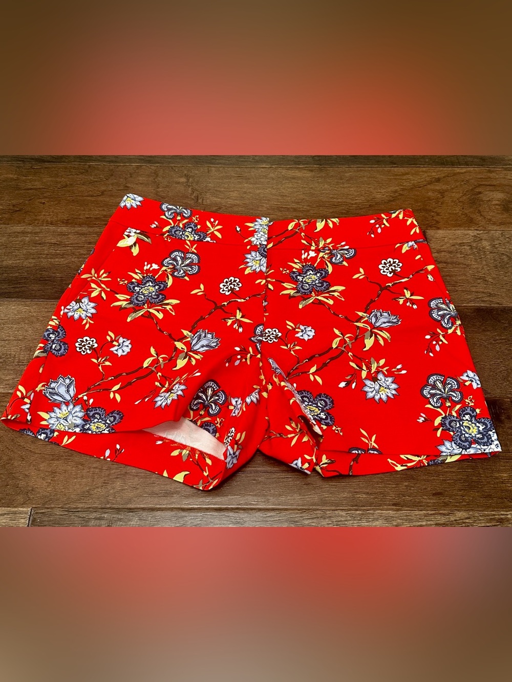 LOFT Riveria Red Floral Shorts